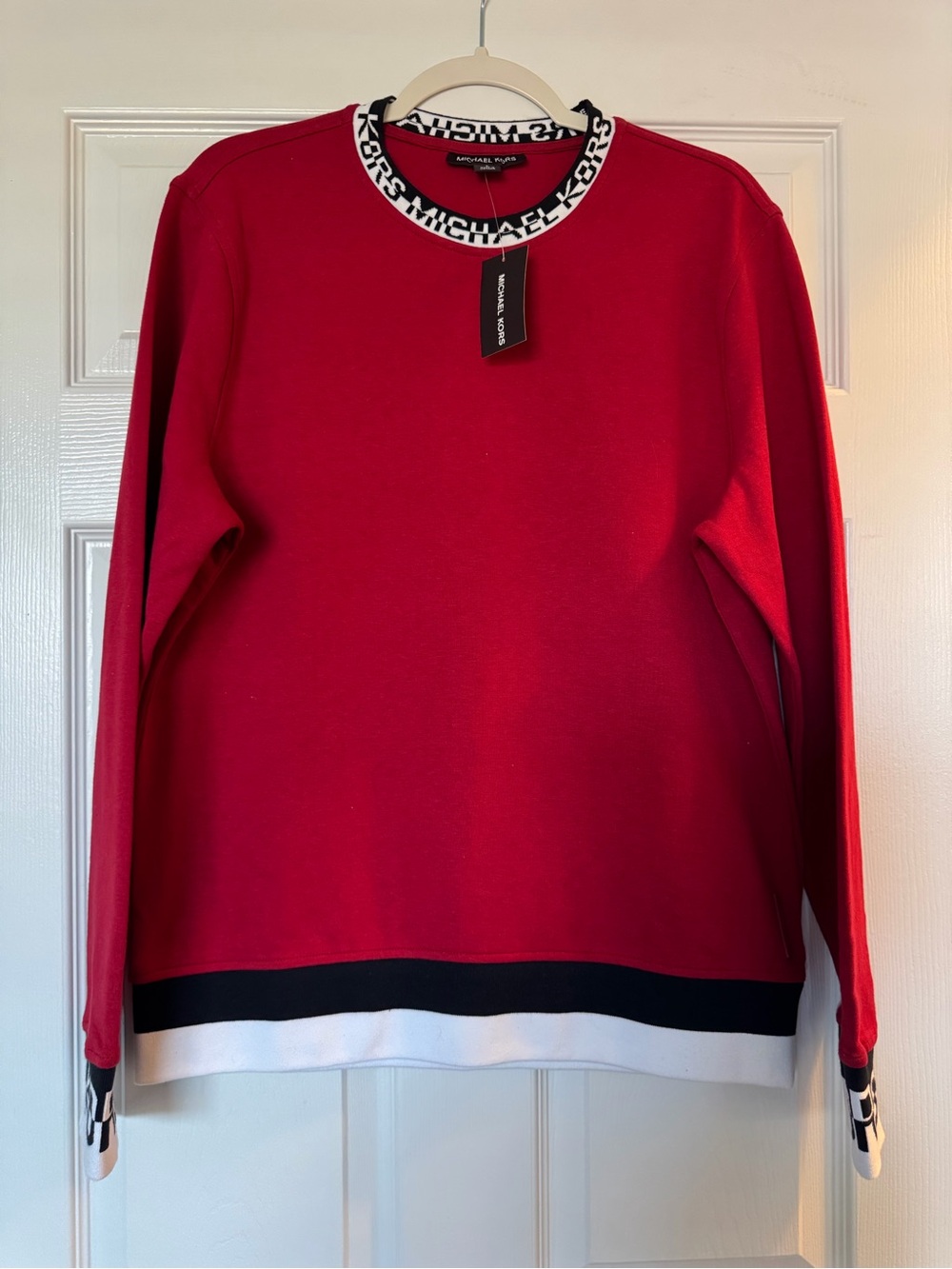 Michael Kors Red Crewneck Sweatshirt with Contrast Trim